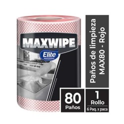 Paños de uso extendido Maxwipe Max 80 Elite - 80 Paños Rojos -  Elite Professional