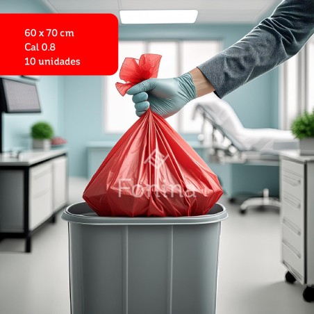 Bolsa de basura roja 60x70 cm