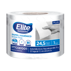 Papel Higénico - Doble Hoja Blanco Professional por 24.5 metros - ELITE