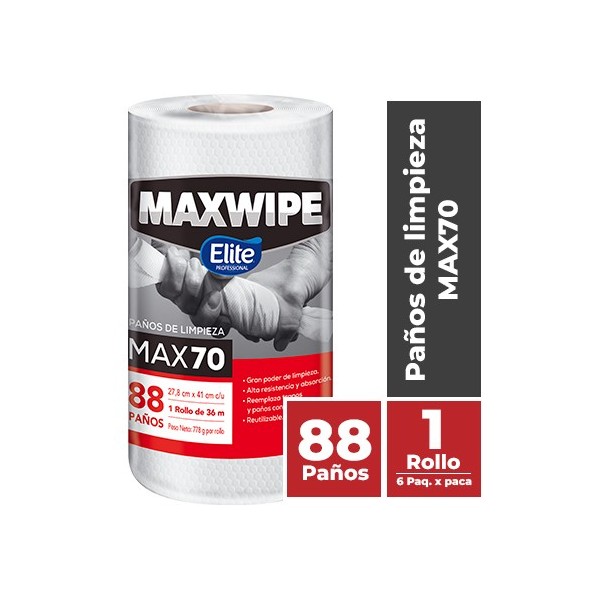 Paños De Limpieza Maxwipe Max70 x 88 Paños -  Elite Professional