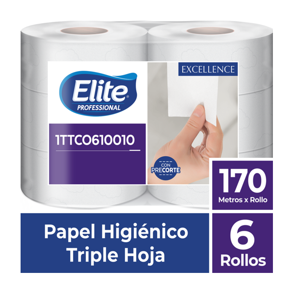 Papel Higiénico Elite Jumbo TH Extrafino 6 x 170 mts con precorte 1TTCO610010