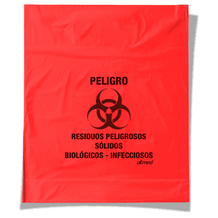 bolsa roja marcada riesgo biologico 45x50 x und