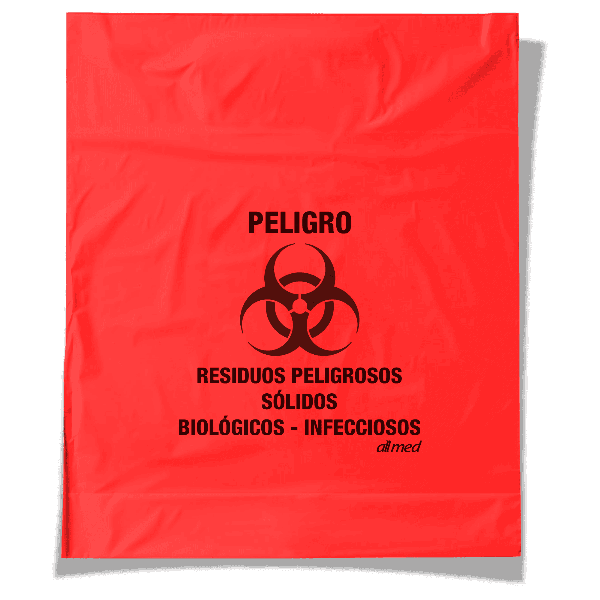 bolsa roja marcada riesgo biologico 45x50 x und