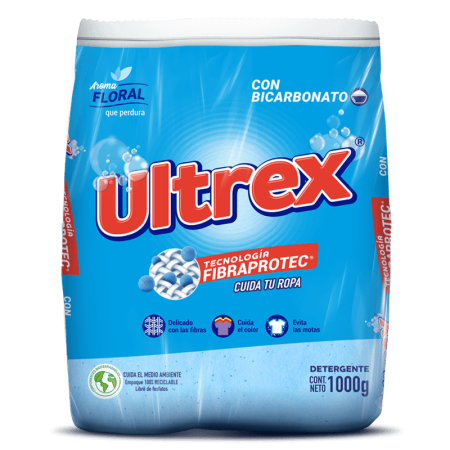 Detergente en polvo ultrex para ropa con bicarbonato