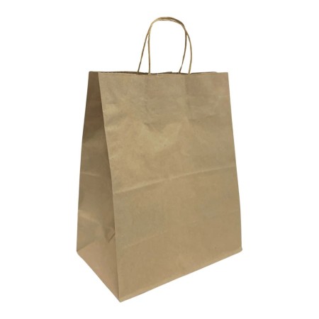 Bolsa de papel kraft manigueta (33 x 26 x 16 cm) paq x 50 und