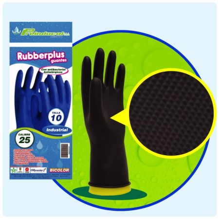 Guante negro cal 25 semi industrial rubber plus talla 9/l