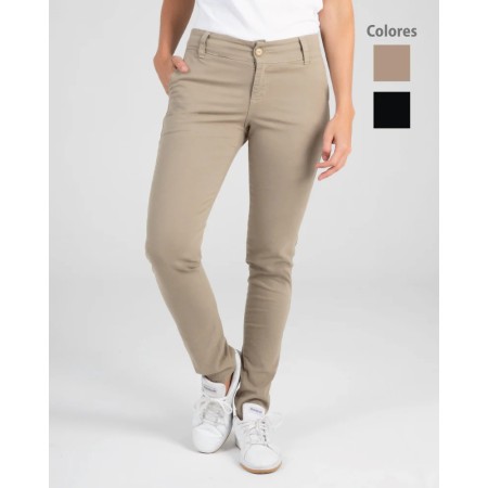 Pantalon dama dril strech caqui talla 10 ref: doker fonina