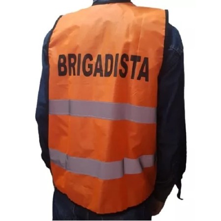 Chaleco reflectivo naranja marcado brigada de emergencia fonina