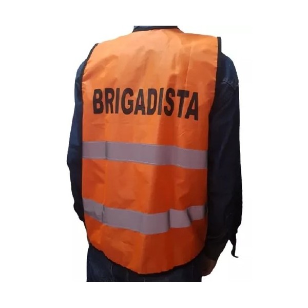 Chaleco reflectivo naranja marcado brigada de emergencia