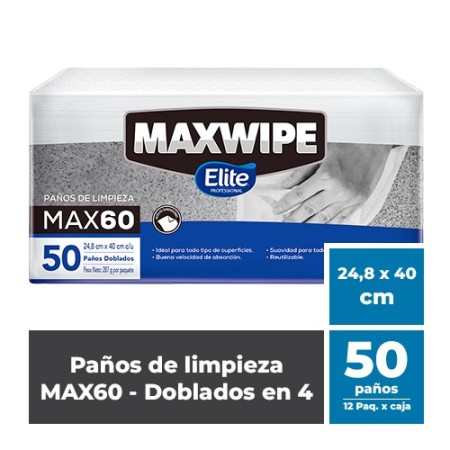 Maxwipe doblado blanco max60 tipo cuatro paq x 50 unds fonina