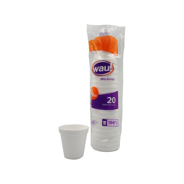 Vaso espumado 4 oz paq x 20 und wau