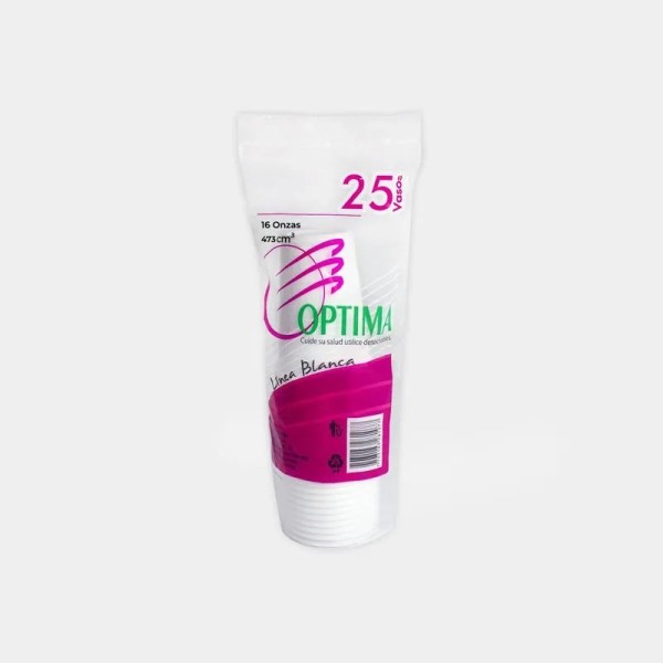 Vaso plastico optima 16 oz paq x 25 unds