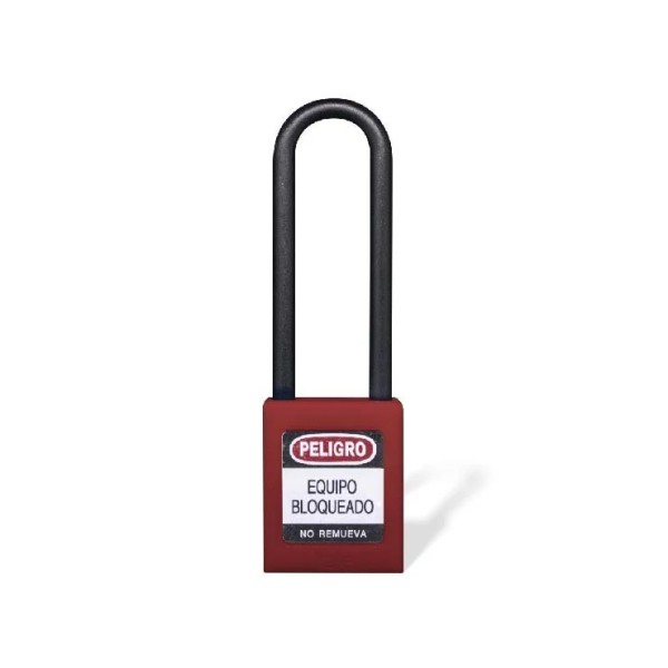 Candado gancho largo nylon rojo b
