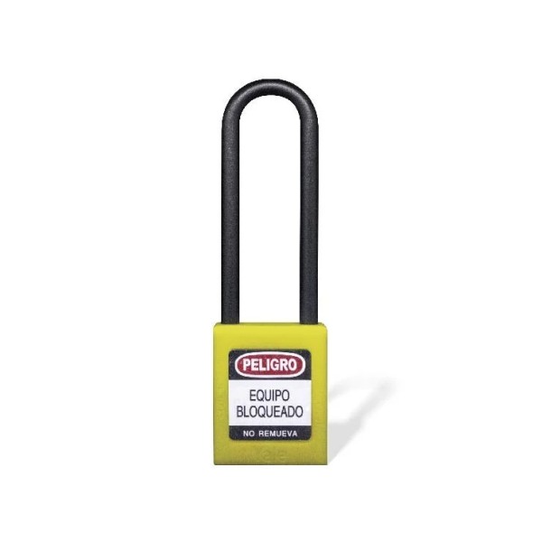 Candado gancho largo nylon amarillo b