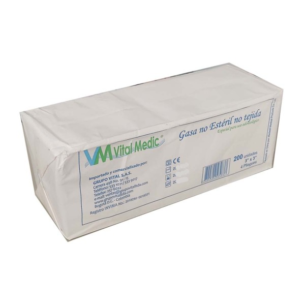 Gasa no esteril no tejida 3x3 paq x 200 und
