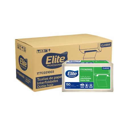 Toalla de manos Elite doblada DH Natural x 150 und 1TTCO631003
