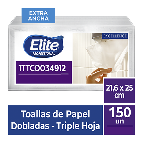 Toalla de manos Elite TH Blanca, Ancha x 150 und 1TTCO034912