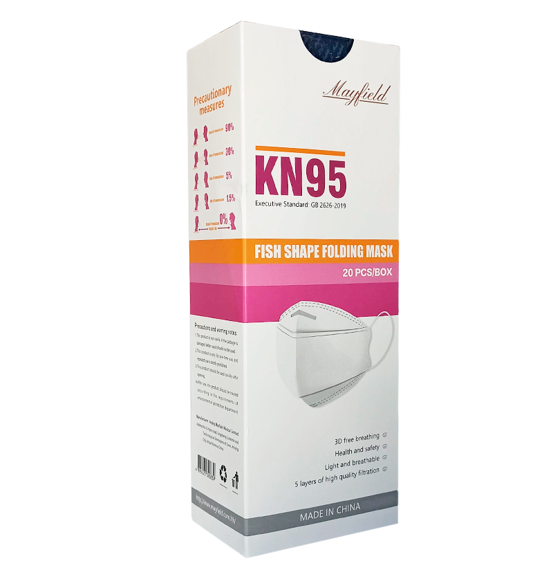 Tapabocas KN95 Negro Tipo Pez Caja x 20 und