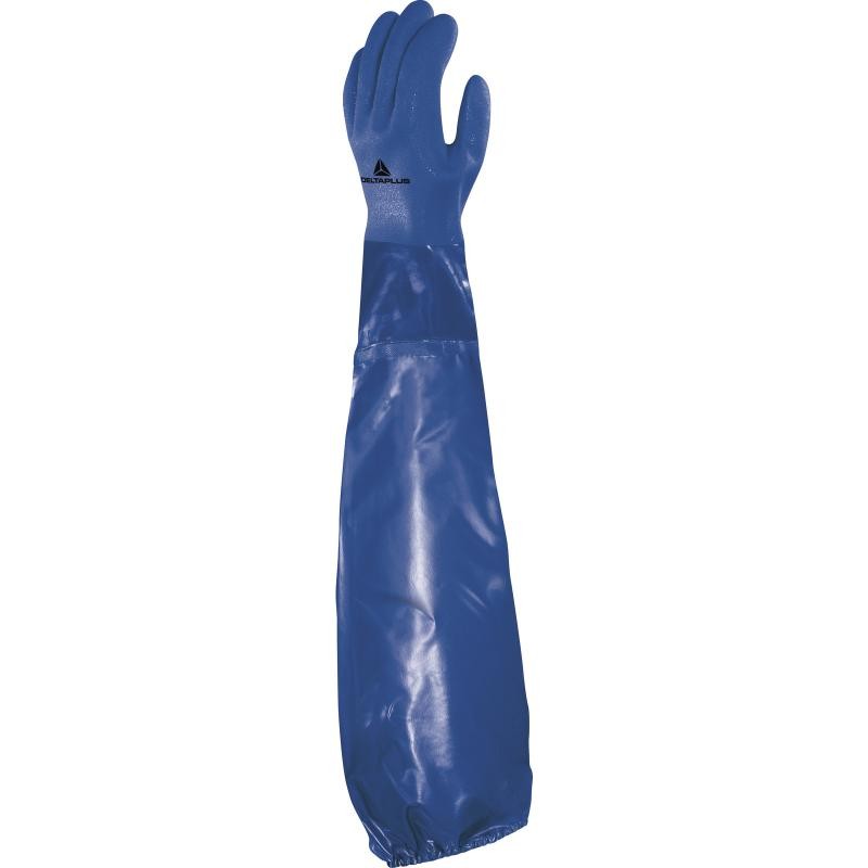 Guante PVC químico impregnado sobre soporte de algodón largo VE766 Delta Plus