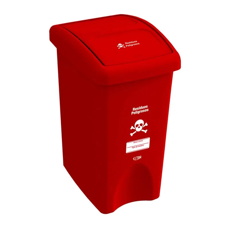Papelera vaivén 35L Rojo - Residuos peligrosos ESTRA