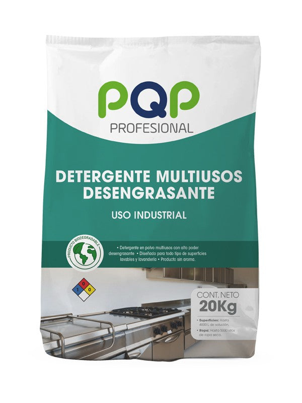 Detergente En Polvo Sin Aroma Desengrasante PQP 20kg
