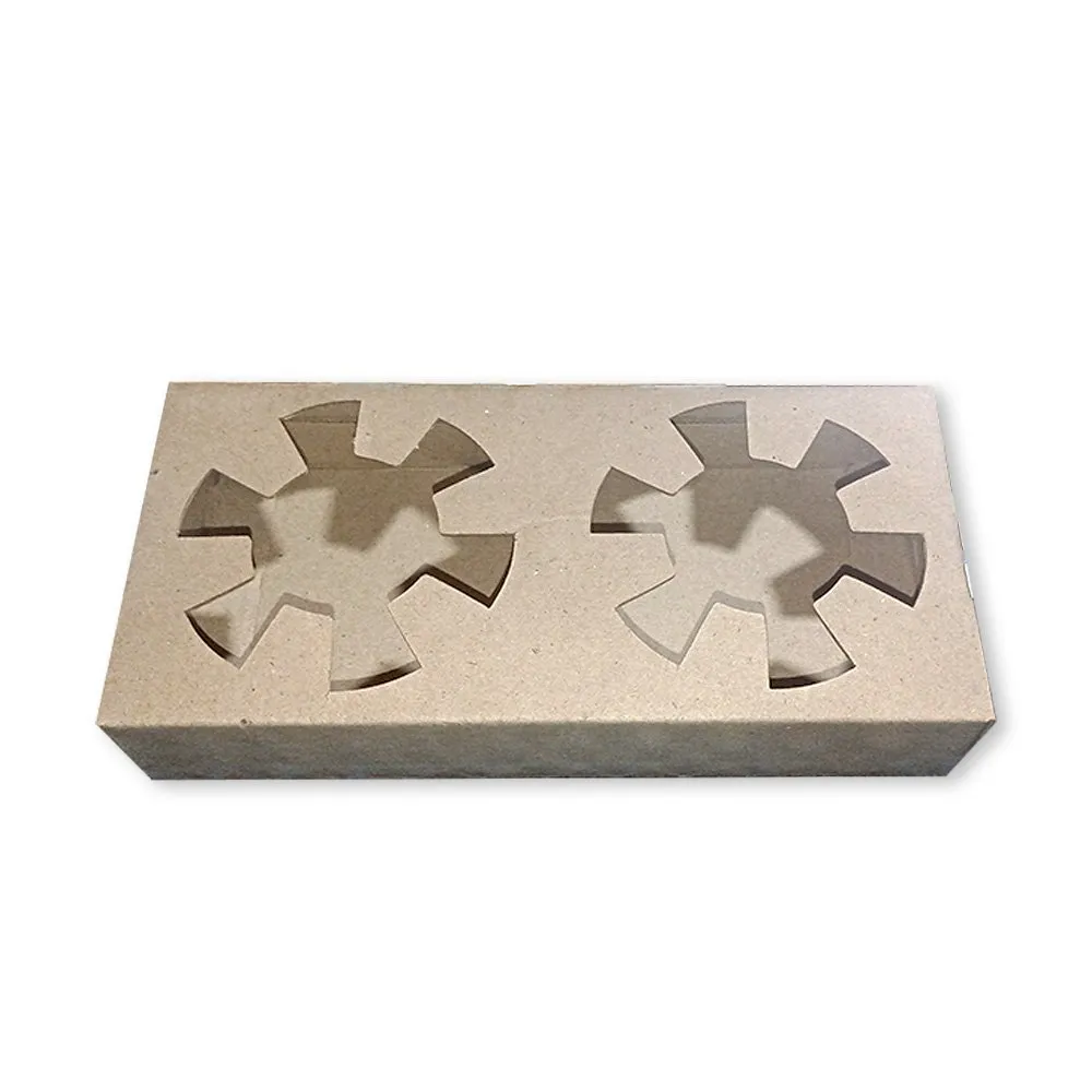 Portavasos en cartón Kraft x 2 puestos 15cm x 6cm x 3.5cm Paquete x 100 Uds