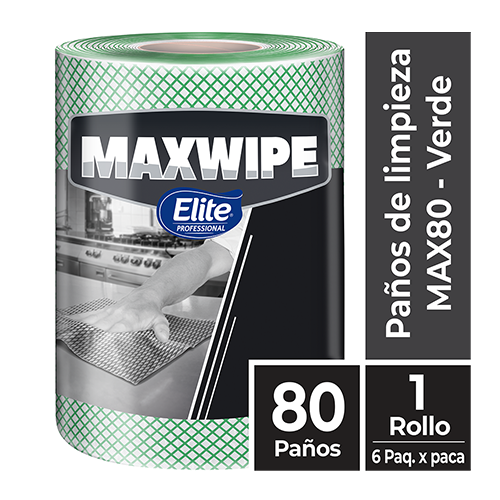 Paños de uso extendido Maxwipe Max 80 Elite - 80 Paños Verde -  Elite Professional