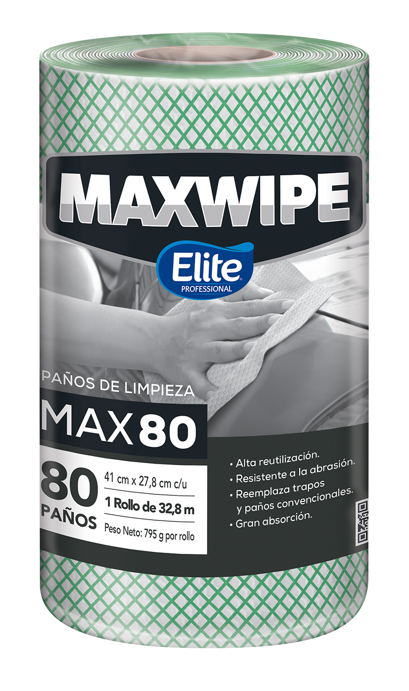 Paños de uso extendido Maxwipe Max 80 Elite - 80 Paños Verde -  Elite Professional