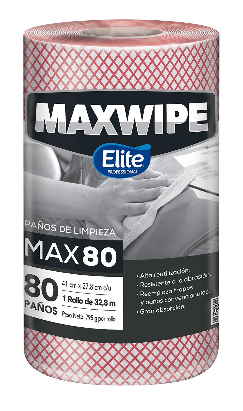 Paños de uso extendido Maxwipe Max 80 Elite - 80 Paños Rojos -  Elite Professional
