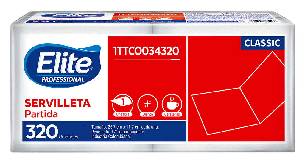 Servilleta Elite Blanca Partida