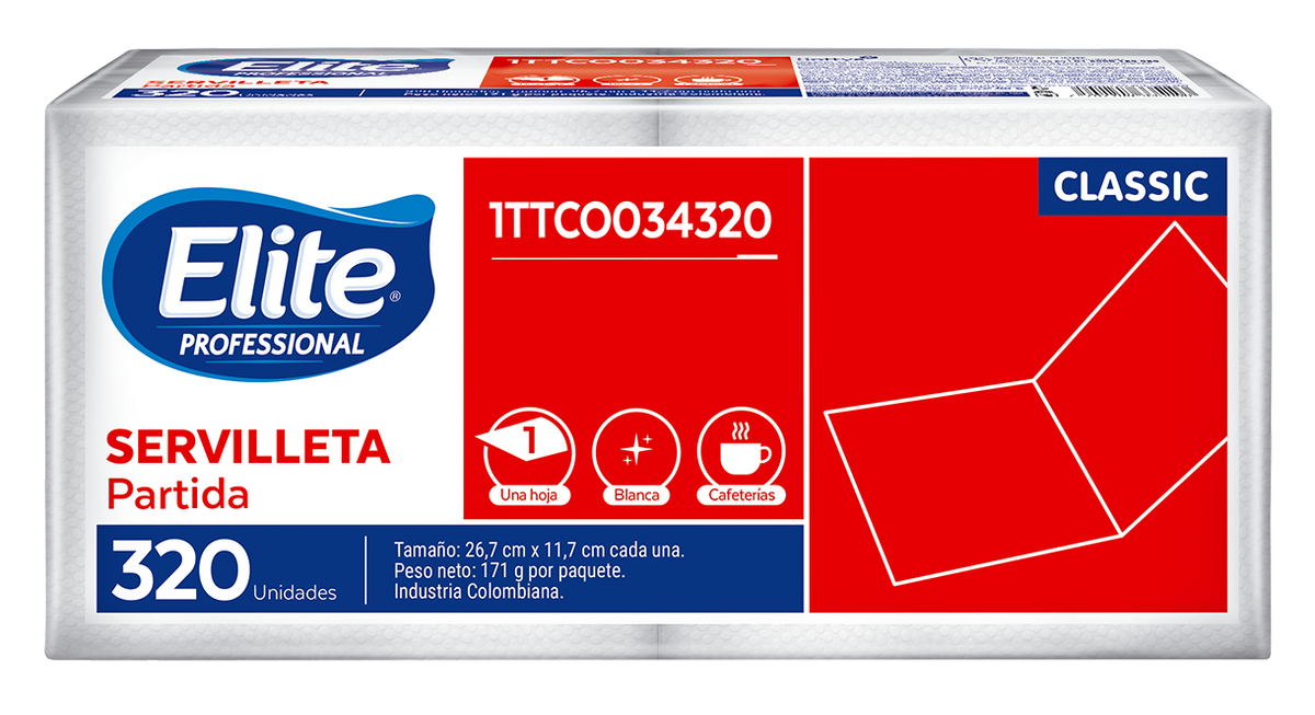 Servilleta Elite Blanca Partida