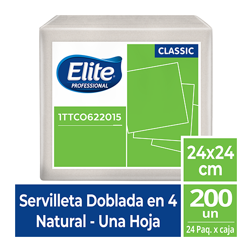 Servilleta Elite Natural - HS - 24 x 24 cm - 200 unidades