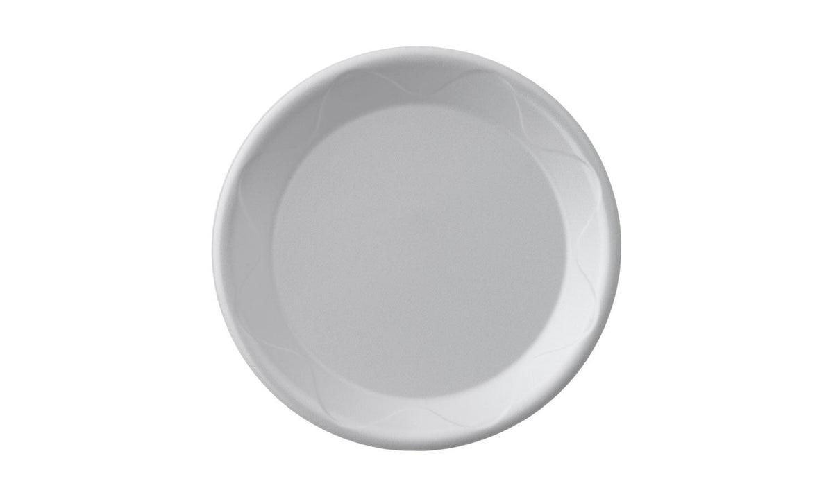 Plato espumado wave 26 cm blanco paq x 500