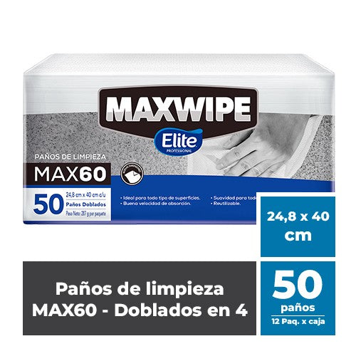 Maxwipe doblado blanco max60 tipo cuatro paq x 50 unds