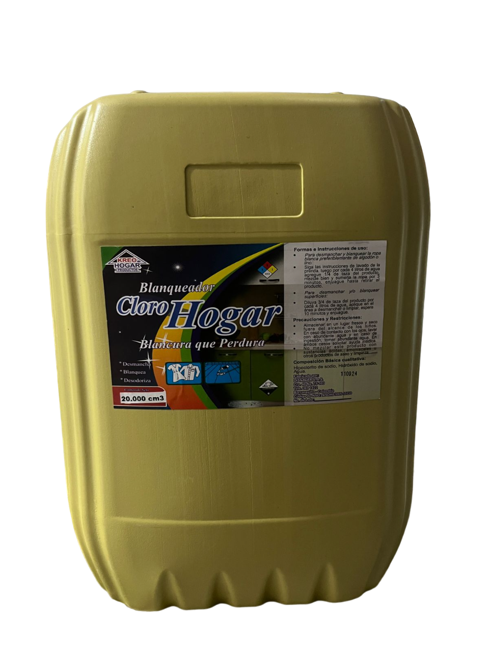Blanqueador hipoclorito 6% clorohogar pimpina