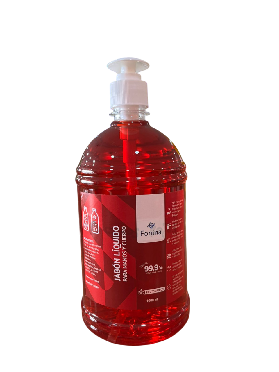 Jabon liquido frutos rojos 1l valvula cremera fonina
