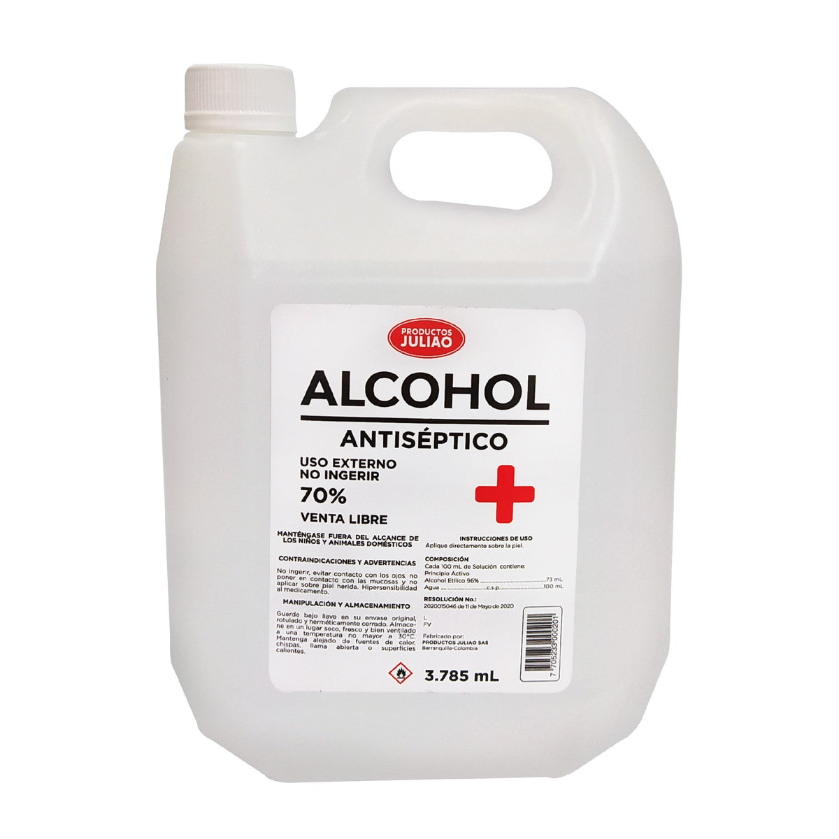 Alcohol antiséptico 70% - Galón