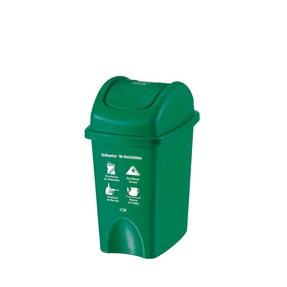 Papelera vaivén 10L Verde - No reciclable