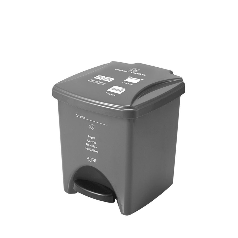 Papelera pedal 20L Gris - Papel Cartón
