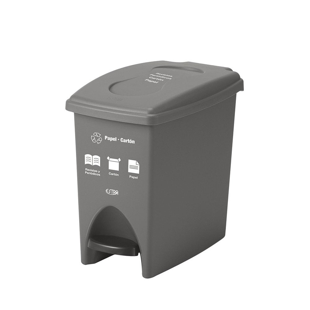 Papelera pedal 10L Gris - Papel Cartón