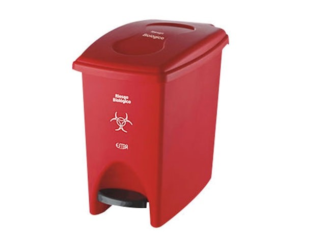 Papelera pedal 10L Rojo - Riesgo Biológico ESTRA