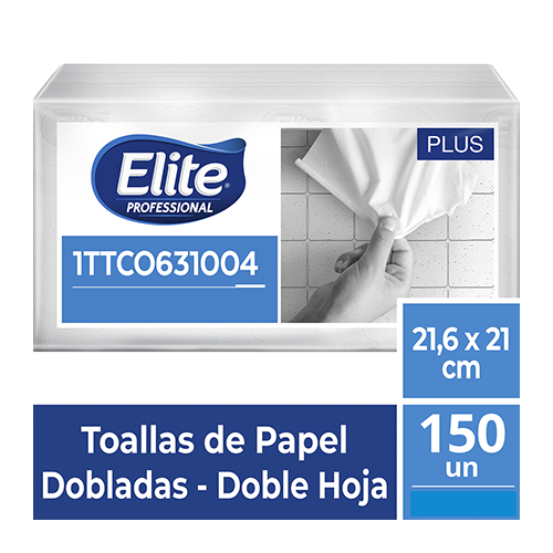 Toalla de manos Elite doblada DH Blanca x 150 und 1TTCO631004