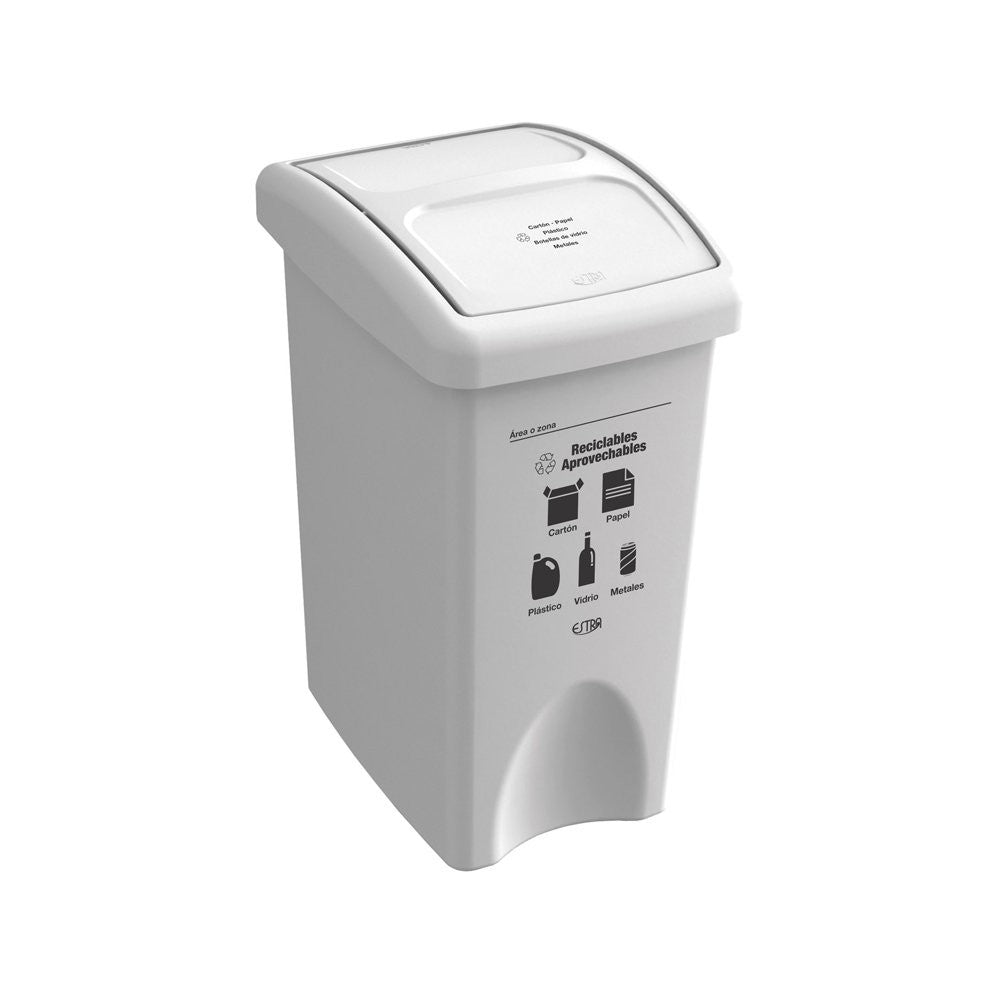 Papelera vaivén 35L Blanco - Reciclable aprovechable ESTRA