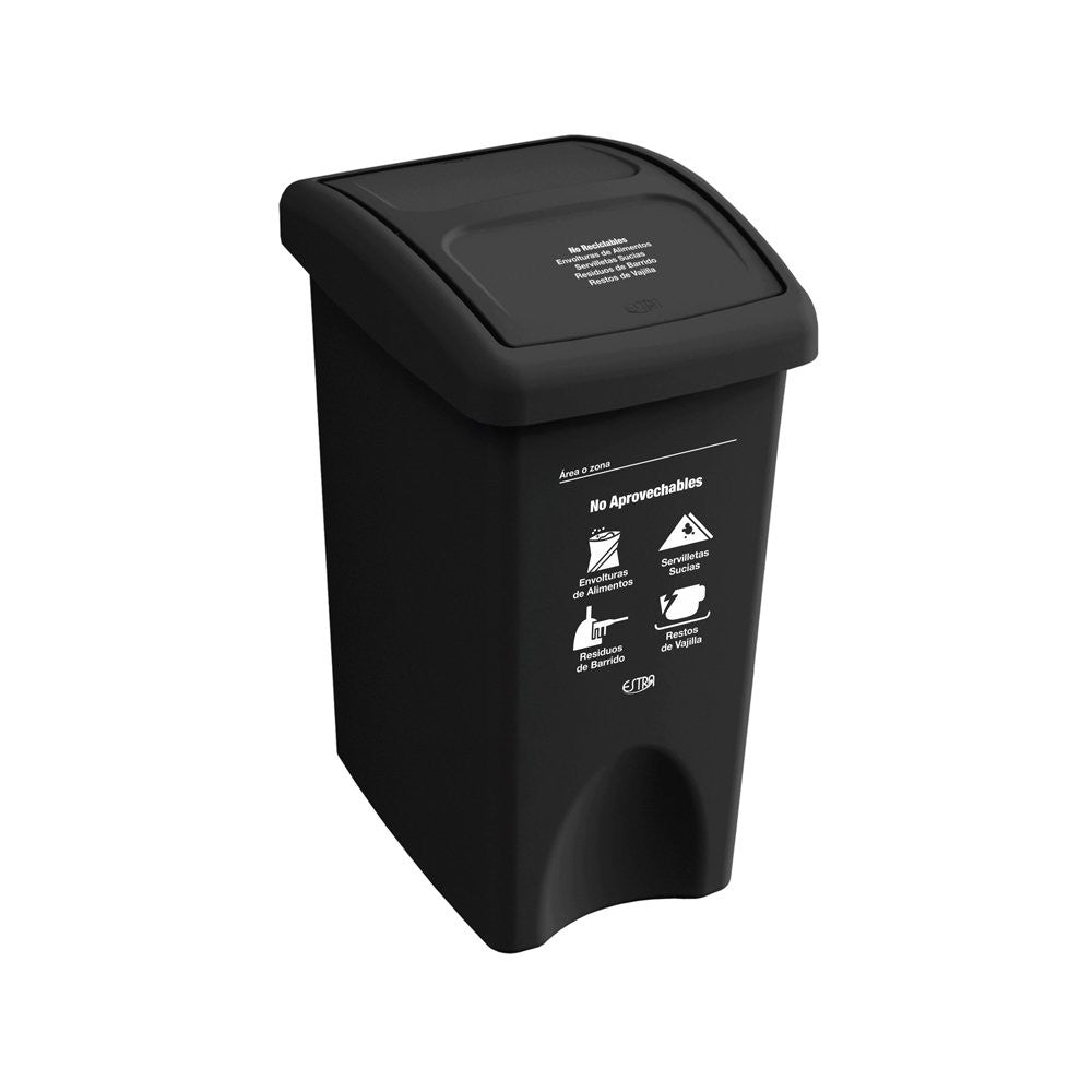 Papelera vaivén 35L Negro - No aprovechable ESTRA