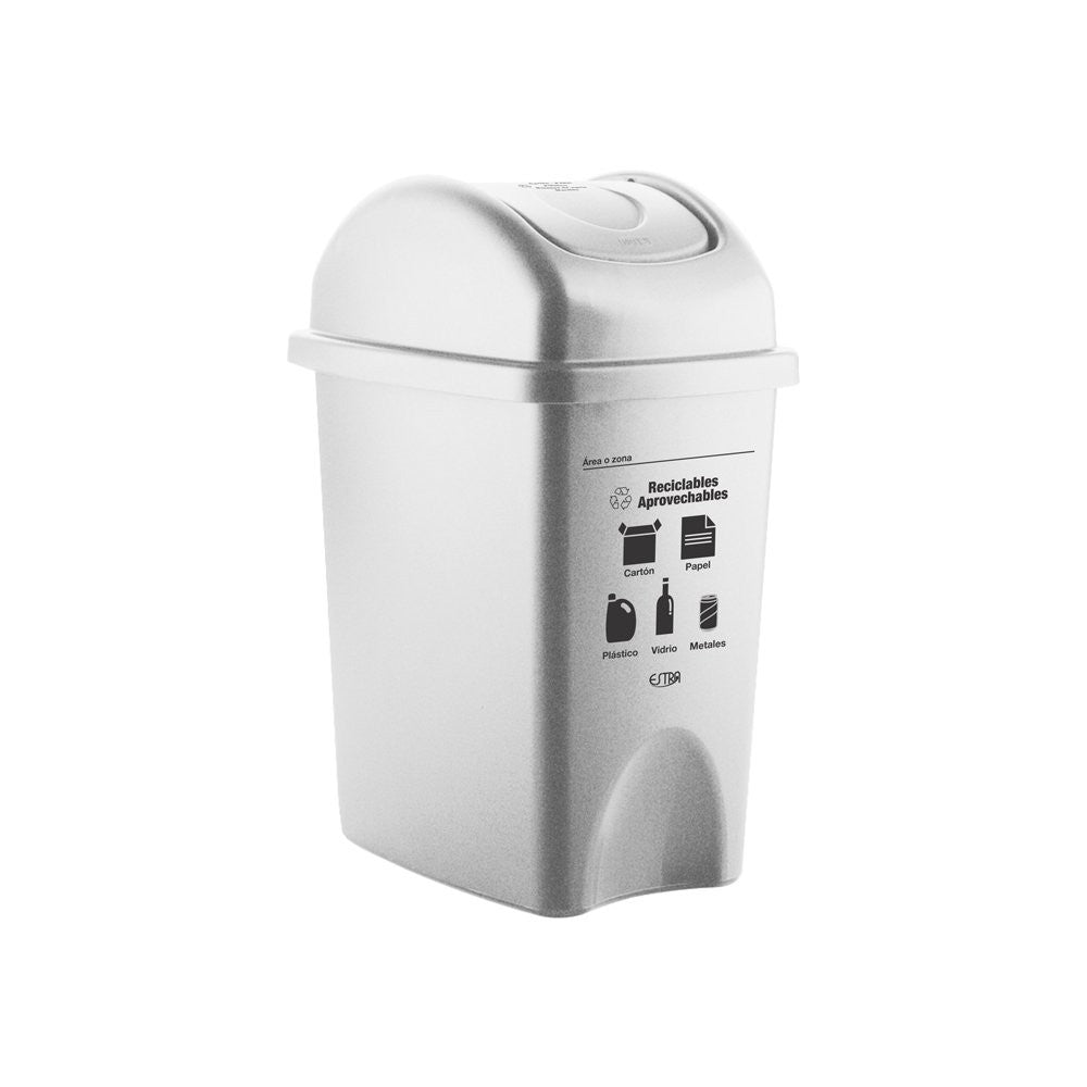 Papelera vaivén 10L Blanco - Reciclable aprovechable ESTRA