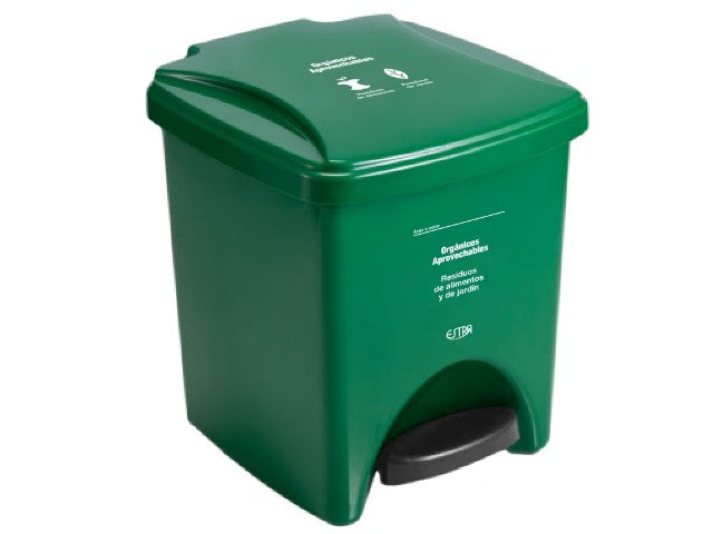Papelera pedal 20L Verde - Orgánico aprovechable ESTRA