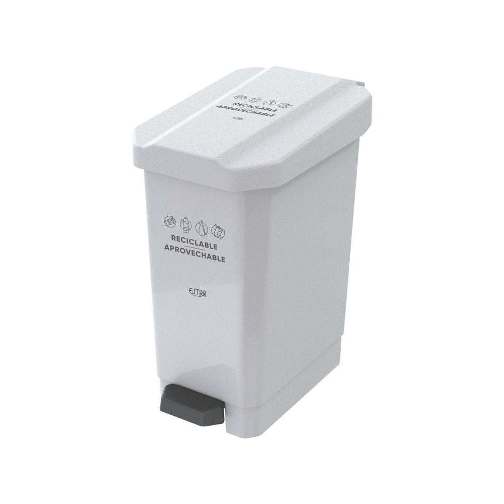 Caneca-Papelera Estrabins Pedal 44L Blanco - Reciclable aprovechable ESTRA
