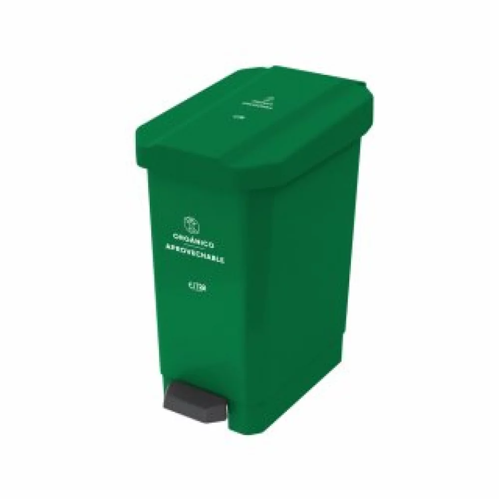 Caneca-Papelera Estrabins Pedal 44L Verde - Orgánico aprovechable ESTRA